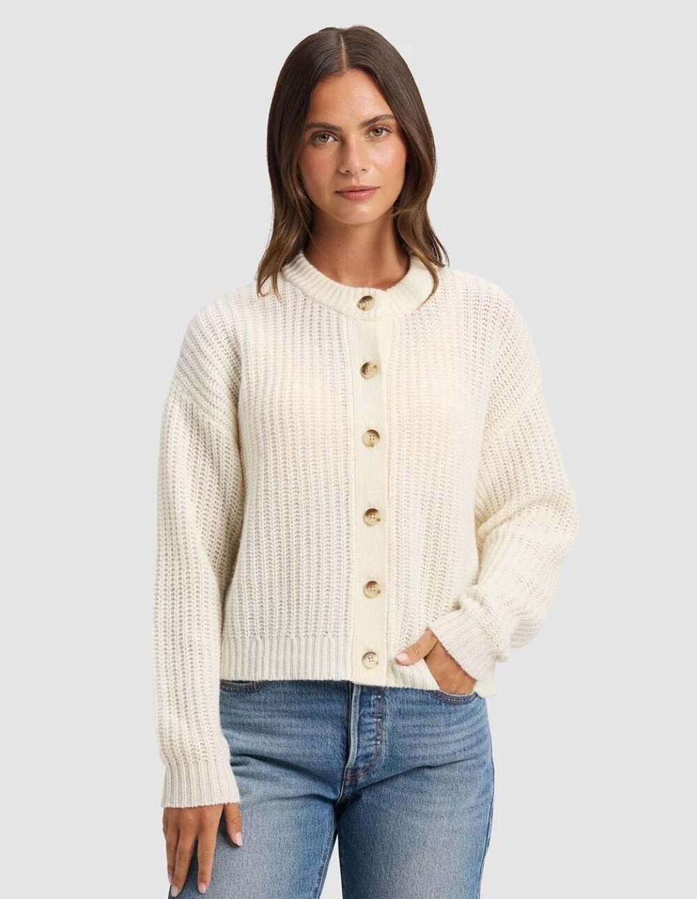 Cozy Earth Women's Arden Cardigan Bone Size M